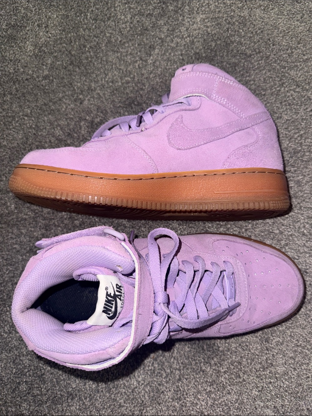 Nike Women's Lavender High-Top Sneakers with Gum Sole